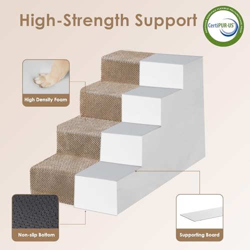 Dog Stairs for Bed 20" H (Camel / Extra Wide 16.5" x 28" x 20")