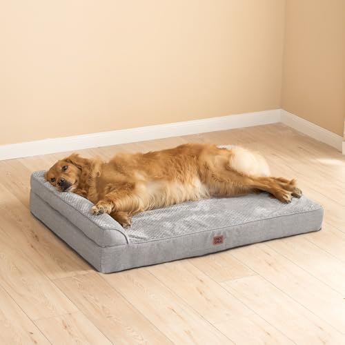 Memory Foam Dog Bed (Grey / 48.0"L x 35.0"W x 7.5"Th)