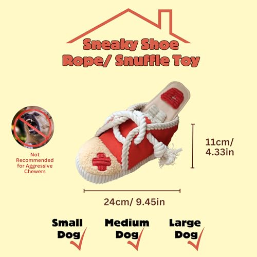 2 Pack No Stuffing Squeaky Dog Toys for Small (Shoes Rope)