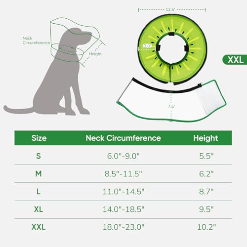 Sponge Dog Cone Collar Stop Licking After Surgery (Kiwi / XXL(Neck 18"-23"))