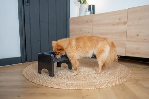 The Fluff Trough Elevated Slow Feeder Dog Bowl (Black)
