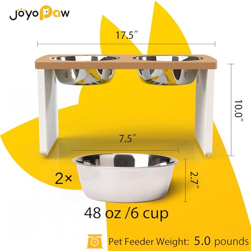 Elevated Dog Bowls (Teak - White / Large: 10'' Tall-48oz Bowl)