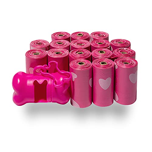 Poop Bags for Dogs (Pink Heart / 240 Bags)
