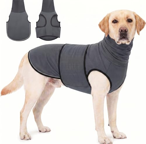 Reflective & Soft Dog Anxiety Vest with Ear Wraps for Thunderstorm (Grey / X-Large)