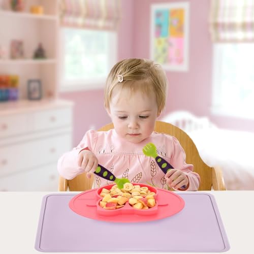 Silicone Placemats with Raised Edges for Kids (09-purple / 15.7"L x 11.8"W)