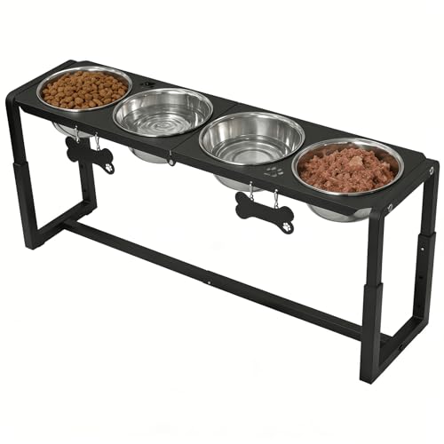 Metal Elevated Dog Bowls (8.8-14" | M/L Dogs | 4×58oz Bowls)