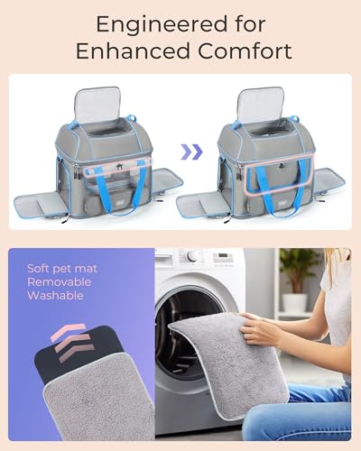 Expandable Cat Dog Carrier (17.3"L x 11.8"W x 11.0"H / 1-Black)