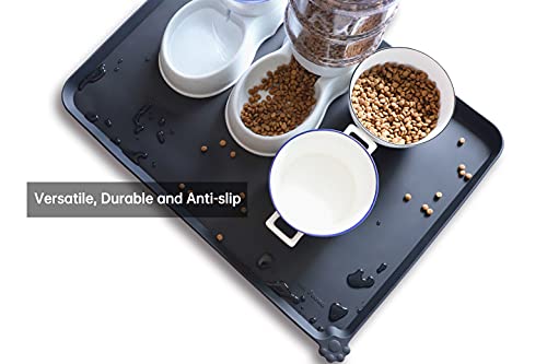 X Large Silicone Pet Food Mats (28" x 20" / Black)