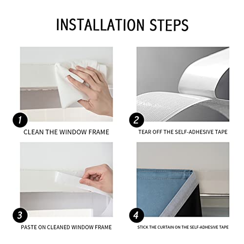 100% Blackout Self Adhesive Curtains Small Window Short Temporary Black Out Curtains Easy to Install Used for Bedroom Kitchen Window Cover (Light Blue/ Thickened / 35"W x 54"L (Pack of 1))
