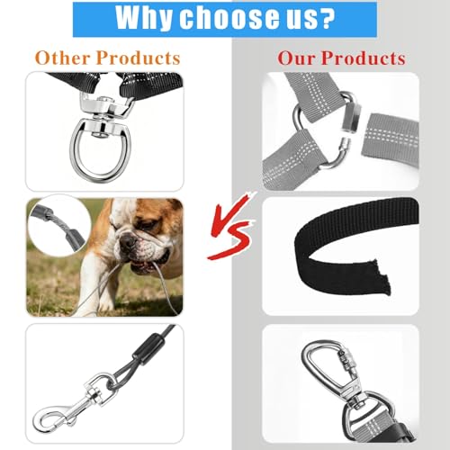 Dog Seat Belt for Car Stainless Steel 3 in 1 Dog Seatbelt 2Pcs Black (Black+Black)