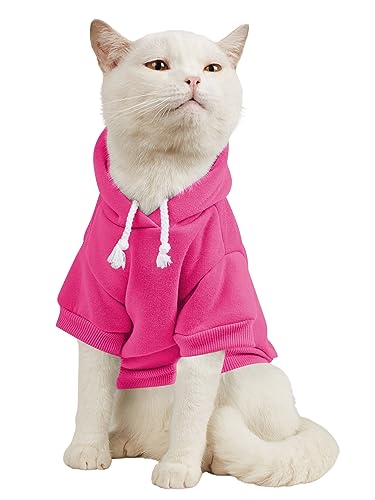 Basic Dog Hoodie Sweatshirt Puppy Sweater Warm Cat Costumes Pet Clothes for Chihuahua Puppy Kitten Small Medium Dogs Hot Pink Large (Large / Hot Pink)
