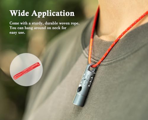 Titanium Whistle Emergency Survival Safety Whistles with Lanyard Loud for Outdoor Camping Hiking Coaches Training Sports Keychain Whistle (1 PCS - Ti9016)
