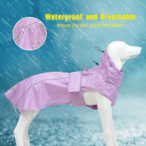 Adjustable Waterproof Dog Raincoat for Dogs (Light Purple / XX-Large(55-77lb))