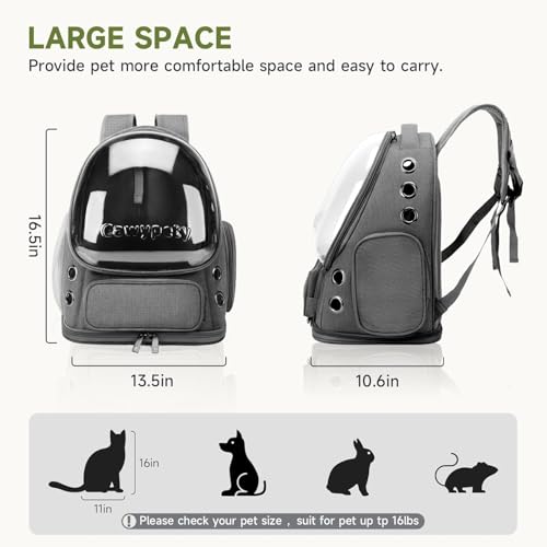 Cat Backpack Carrier Large Space Bubble Backpack up to 12lbs Grey (Dark Gray)