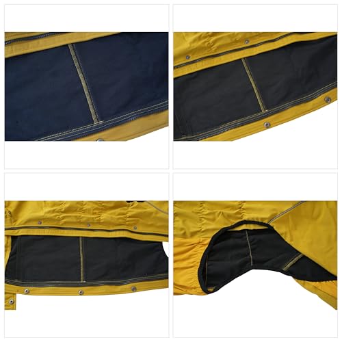 Fleece Lined Dog Raincoat with Removable Hood (Mustard Yellow Fleeced / 3XL (Back 22"))
