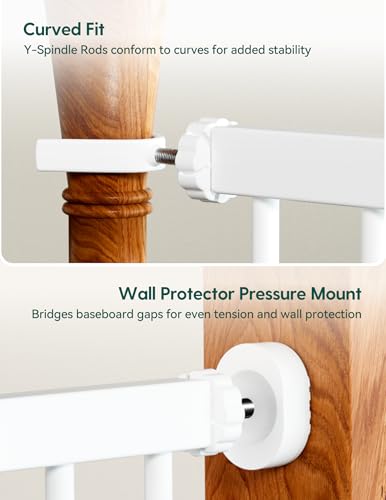26 40" Pressure Mounted Baby Gate for Stairs (White / 30"Tall 26"-40" Wide)