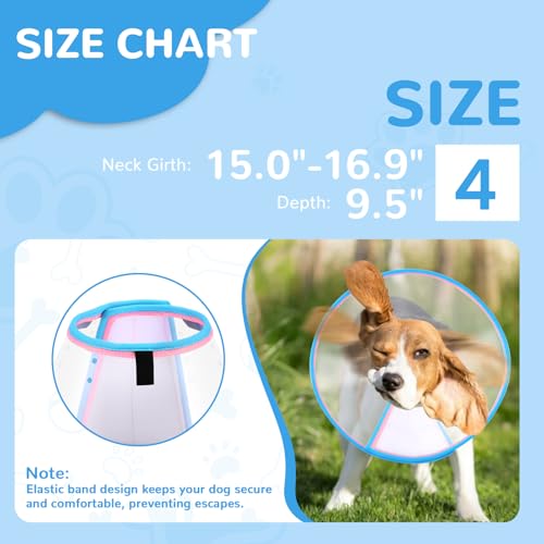 Soft Dog Cone Collar for Dogs After Surgery (Pink / Size 4(Neck: 15.0"- 16.9"))