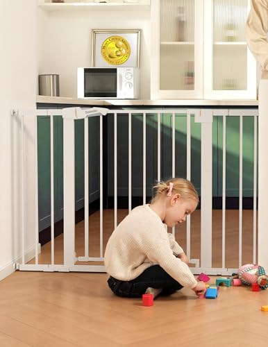 29 48 in Baby Gate for Stairs No Drilling (White / 30"Tall 29"-48" Wide)