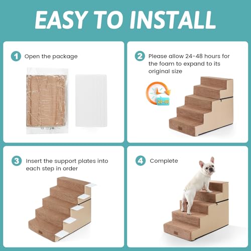 Dog Stairs for Small Dogs (Light Brown / 19.7x29.5x23.6 inch)