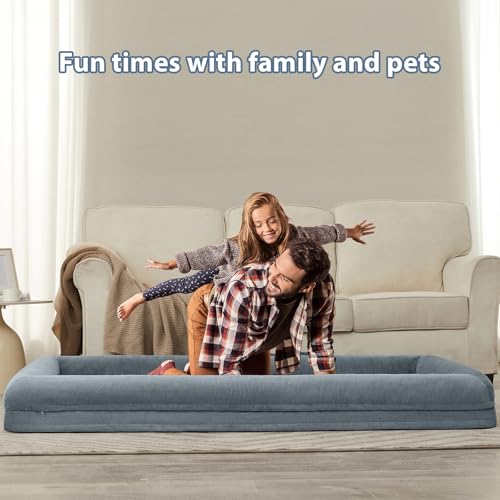 Human Dog Bed Orthopedic for Adult & Dogs Comfy Sleeping (Grey / Human (71x46x7.5in))