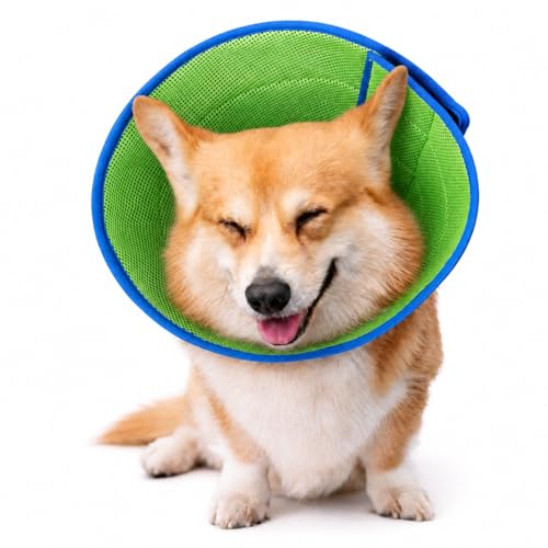 Soft Dog Cone Collar to Stop Licking After Surgery (Blue / M)