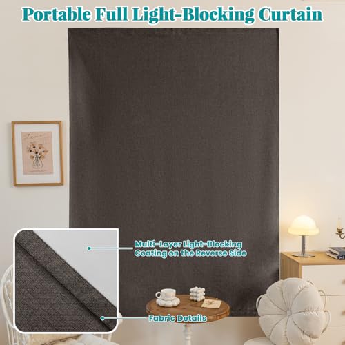 100% Blackout Adhesive Blackout Curtains (52"W x 84"L (Pack of 1) / Dark Brown)