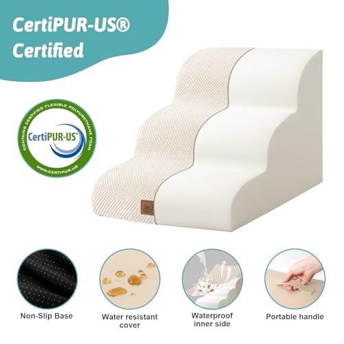 Dog Stair for Small Dog 15.7" H (Beige / Standard:15.7"x22.4"x15.7")