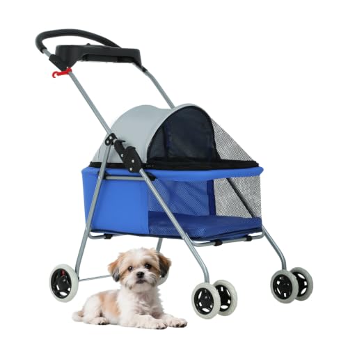 Foldable Pet Stroller for Small (Royal Blue)