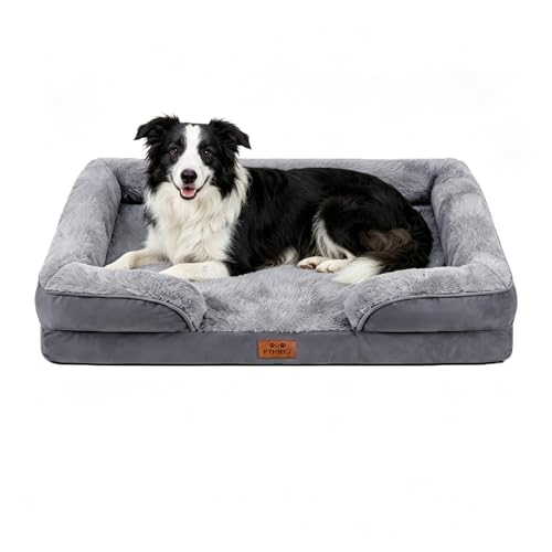 Orthopedic Dog Beds Large Sized Dog (Grey / 36.0" L x 27.0" W x 6.7" Th)