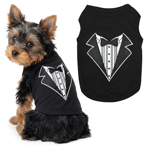 Dog Shirt 100% Cotton Shirts for Small Dogs (Extra Small / Tuxedo)