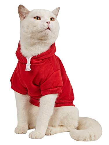 Basic Dog Hoodie Sweatshirt Puppy Sweater Warm Cat Costumes Pet Clothes for Chihuahua Puppy Kitten Small Medium Dogs Red Medium (Medium / Red)