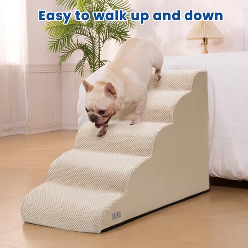 Dog Stairs for High Beds 22.4" H (Beige)