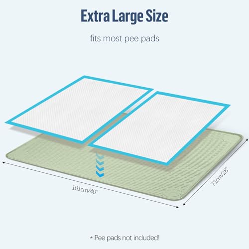 Pee Pad Holder for Dogs 40''x28'' Silicone Puppy Pee Pad Tray (Green)