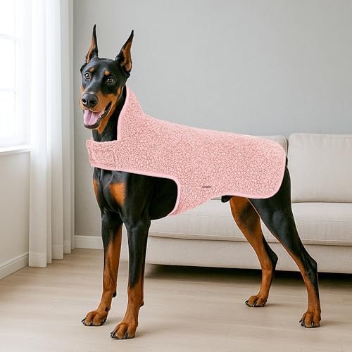 Sherpa Dog Coat Reversible Dog Jackets for Large Dogs (XX-Large (38-65lbs) / 1# Pink)