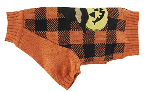Orange Black Plaid Halloween Costume Clothes Pumpkin Dog Sweater for Large Dogs (X-Large / Orange Black Plaid)