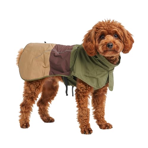 Dog Raincoat Waterproof Rain Jacket w (Green Brown Tan / Small)