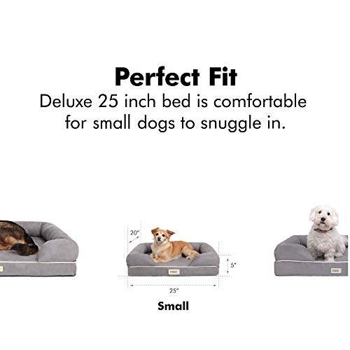 Small Dog Bed (Memory Foam Dog Bed / Chester Khaki Beige / Small (25" x 20" x 5.5"))