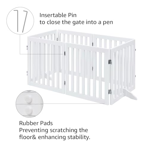 120" Extra Wide Pet Gate and Pet Playpen Combination for Dog Cat (White / 120"W×24"H)