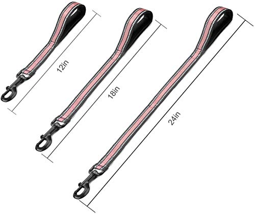 Nylon Short Traffic Leash with Padded Handle (Wide-Pink)