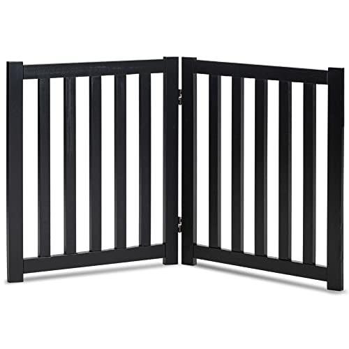 Wooden Free Standing Dog Gate 40" W x 24" H (Black / 40"W x 24"H)