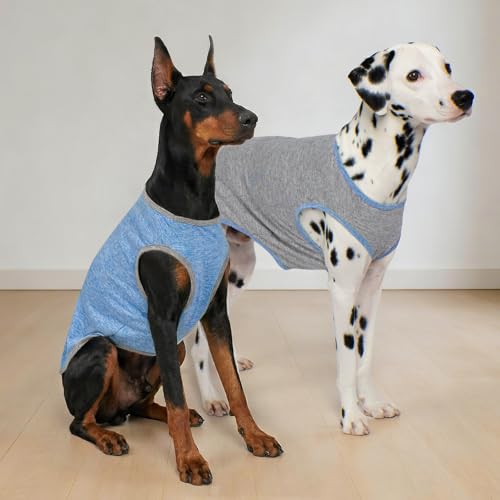 2Pack Dog Shirt for Medium Dogs Sun Protection Tank Top for Summer (XX-Large (40-55lbs) / 3# 2Pack (Light Blue+Grey))