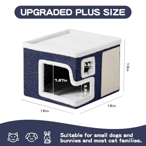 Cat Houses for Indoor Cats (Blue / Large)