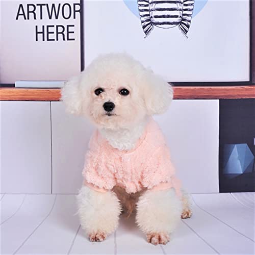 Plush Dog Pajamas for Cold Weather 4 Legged Clothes for Dog Cat Stretchy Puppy Kitten Onesie with Buttons Warm Soft Pet Jumpsuit Winter Coat Pink Large (Large / APink)