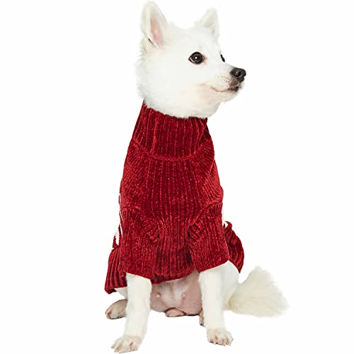 Cozy Soft Chenille Classy Striped Dog Sweater in Burgundy Red (22 inch / Burgundy Red)