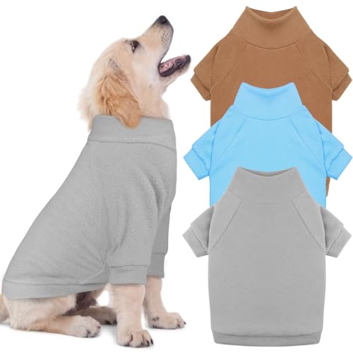 3 Pack Dog Sweaters for Medium Dogs (Medium / Gray Blue Coffee)