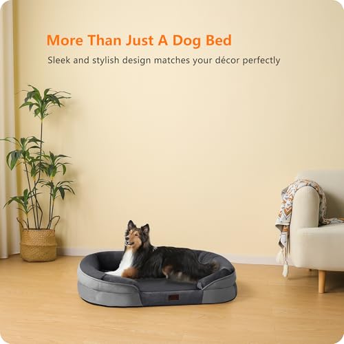 Orthopedic Waterproof Large Dog Bed Sofa (Large(38 x 28.5 x 6 inch) / Dark Grey)
