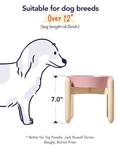 Ceramic Slow Feed Dog Bowls (Pink Bloom+Stand / M-1.5 Cups)