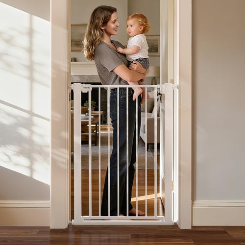 43 inch Tall Safety Dog Gate Adjustable 29.7 (White / 29.7-57''W)
