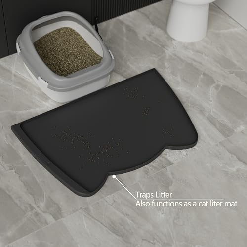 Large Dog Food Mat (24"L x 15"W / Black)