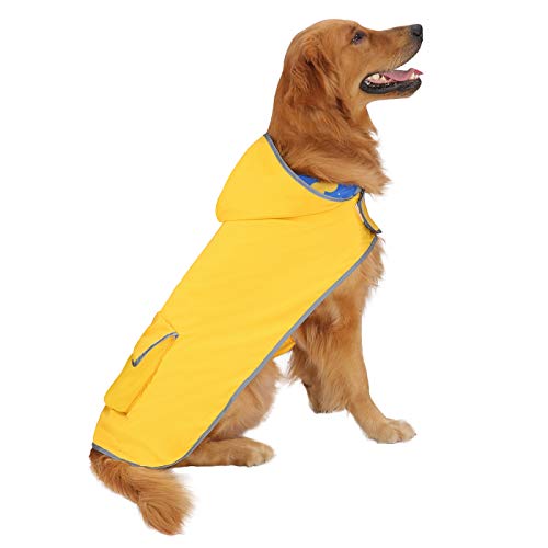 2-in-1 Reversible Dog Raincoat Hooded Poncho Rain Jacket YLW Duck XXL (XX-Large / Ducks / Yellow)